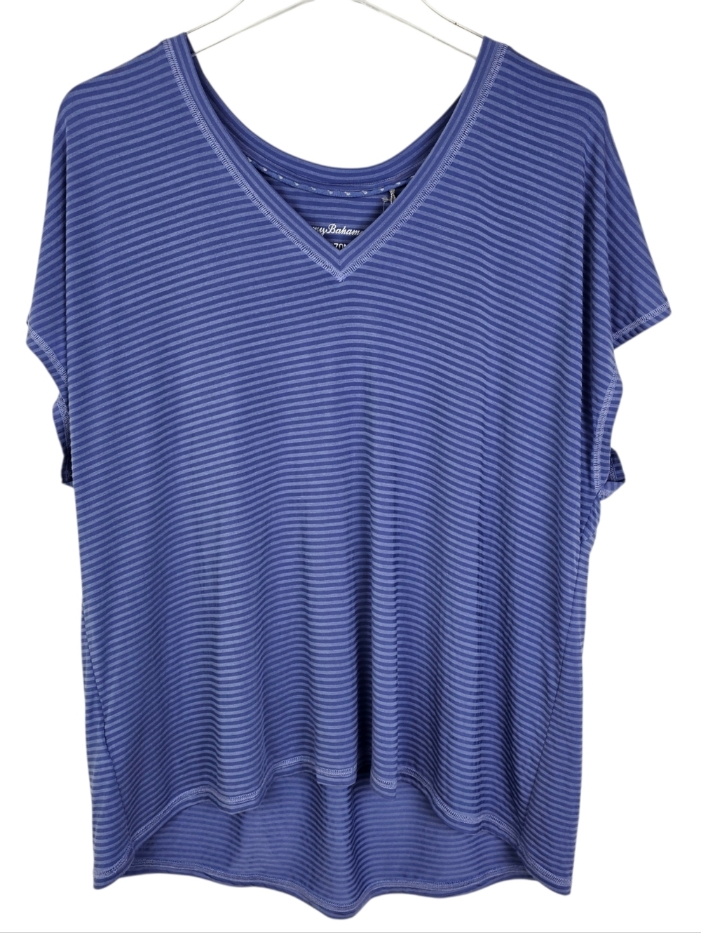 Tommy Bahama Island Zone Shadow Stripe Tee in Blue Iris NWT